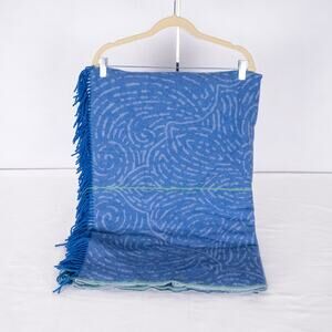 Designers Guild Colorful 100% Merino Lambswool Throw Blanket Cornflower Blue
